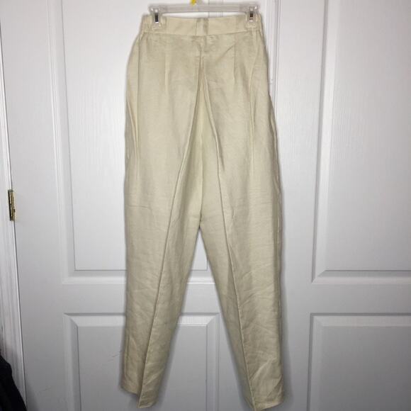 Premiere Designer 2 Pc. vintage Pant Jacket Suit Vintage LINEN Size 10 Cream - Picture 7 of 13